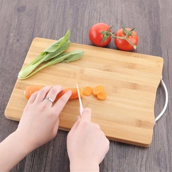 Large Bamboo Chopping Board with Stainless Steel Handle – 30x40cm