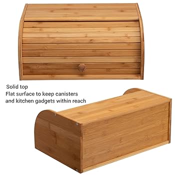Large Assembled Bamboo Bread Bin with Roll-Top Lid – 40x27x16cm | Keep Bread Fresh Longer