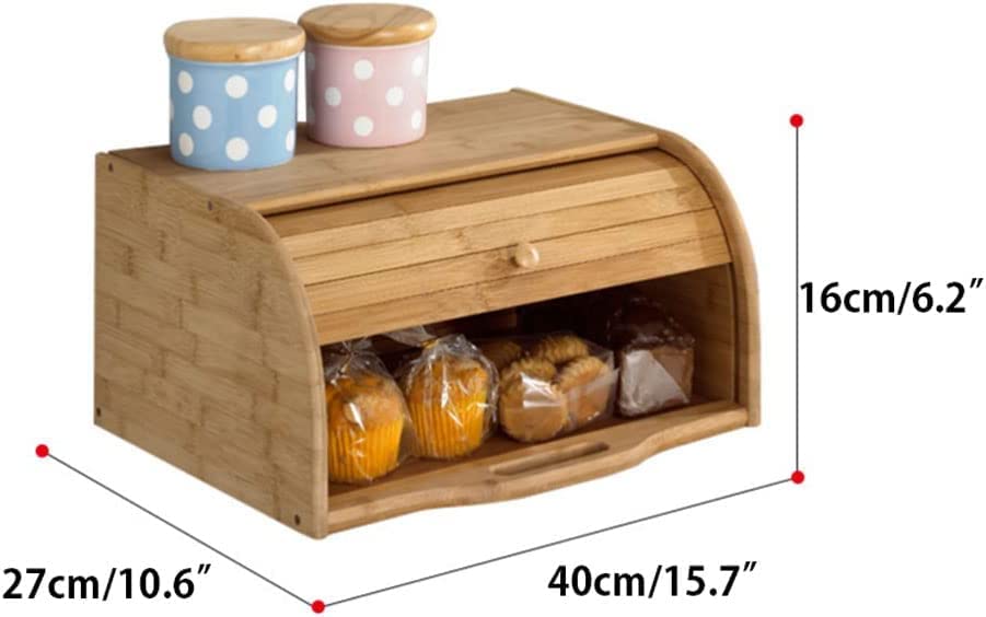Large Assembled Bamboo Bread Bin with Roll-Top Lid – 40x27x16cm | Keep Bread Fresh Longer