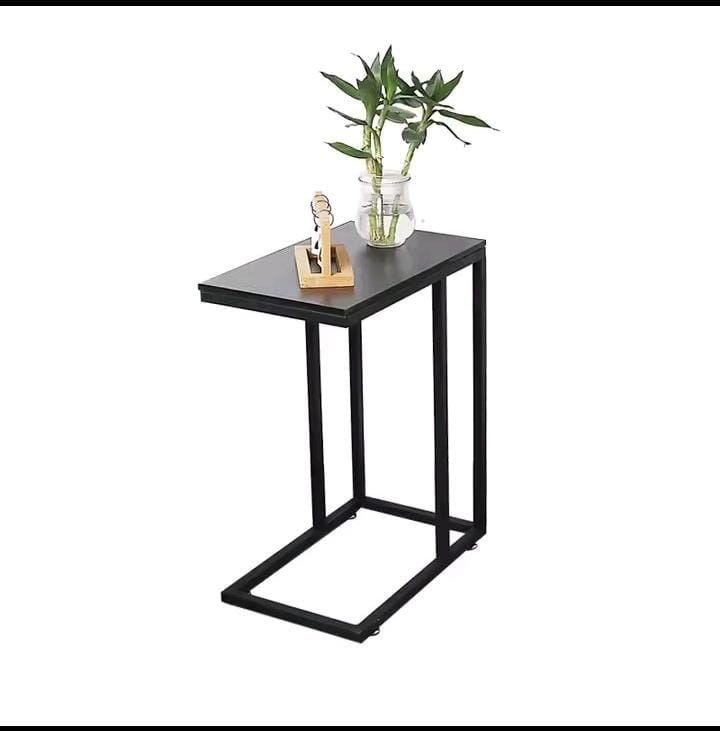 2-Layer Metallic C-Shape Side Table – Bedside, Sofa & Laptop Desk | Black