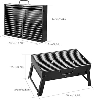Portable Foldable Charcoal BBQ Grill – 35x27x20cm | Outdoor Barbecue Braai Stand