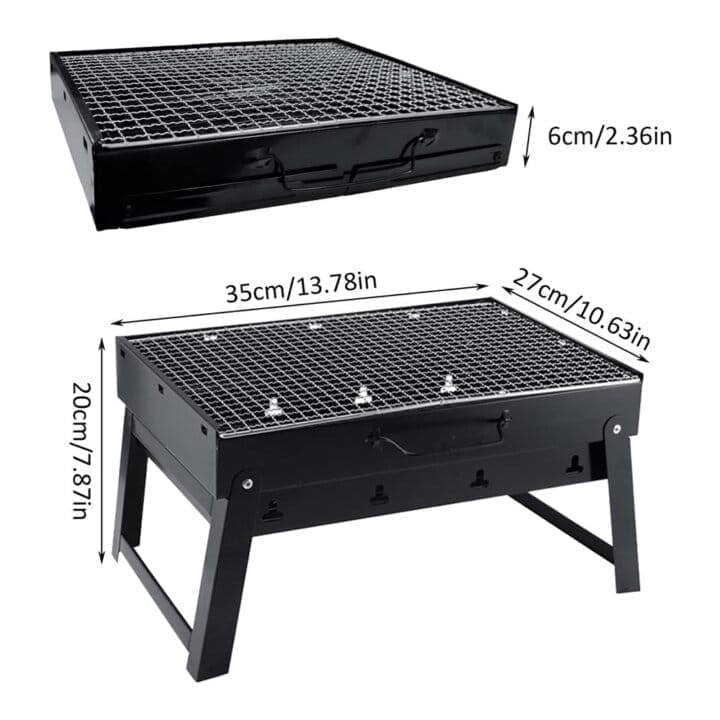 Portable Foldable Charcoal BBQ Grill – 35x27x20cm | Outdoor Barbecue Braai Stand