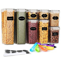 8pc Airtight Food & Pantry Storage Containers Set – 4 Sizes with Free Labels, Pen & Measuring Spoons
