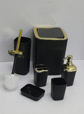6-in-1 Luxury Bathroom Organizer Set with Gold Accents – Black & Grey