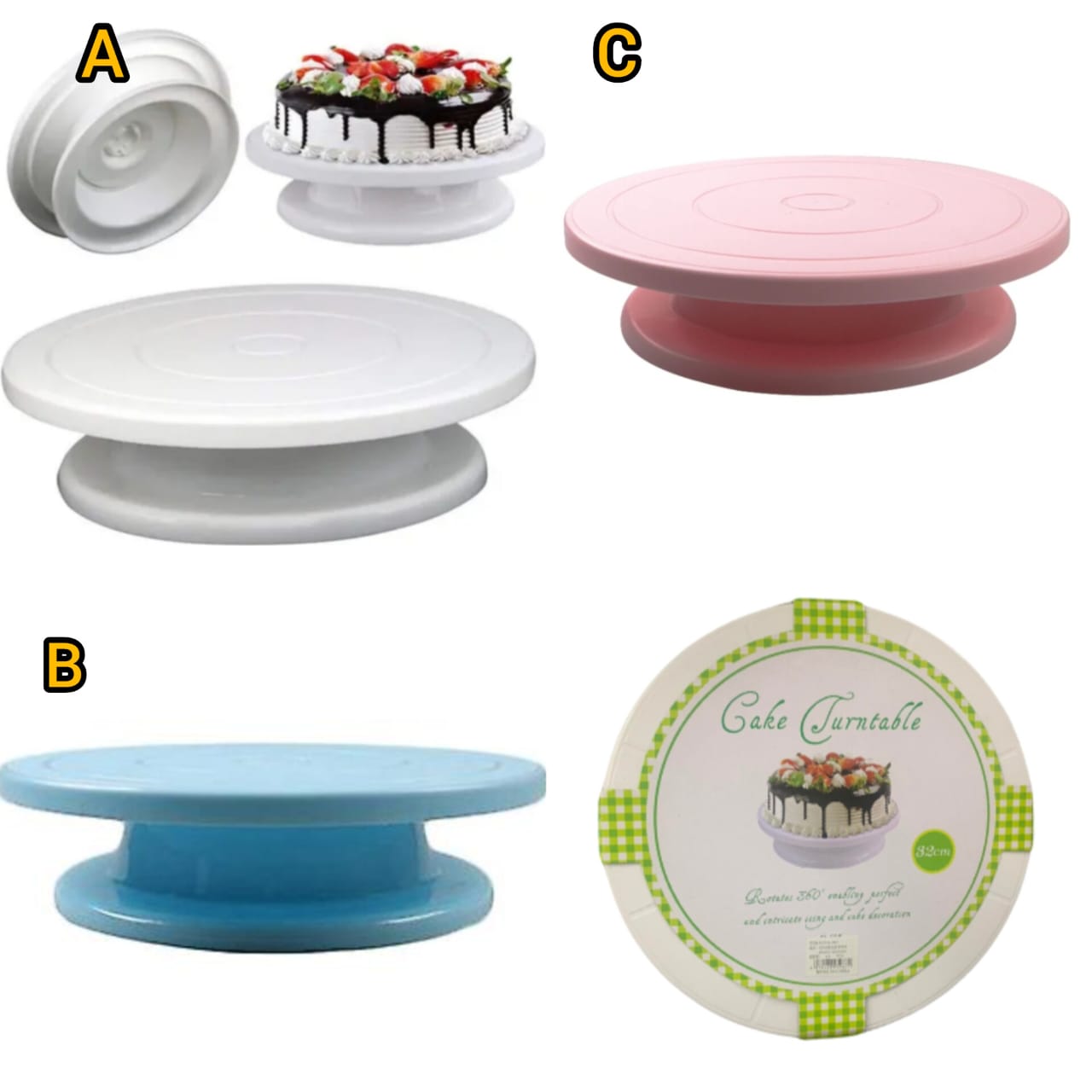 Cake Turntable 360° Rotating Decorating Stand – 28cm & 32cm