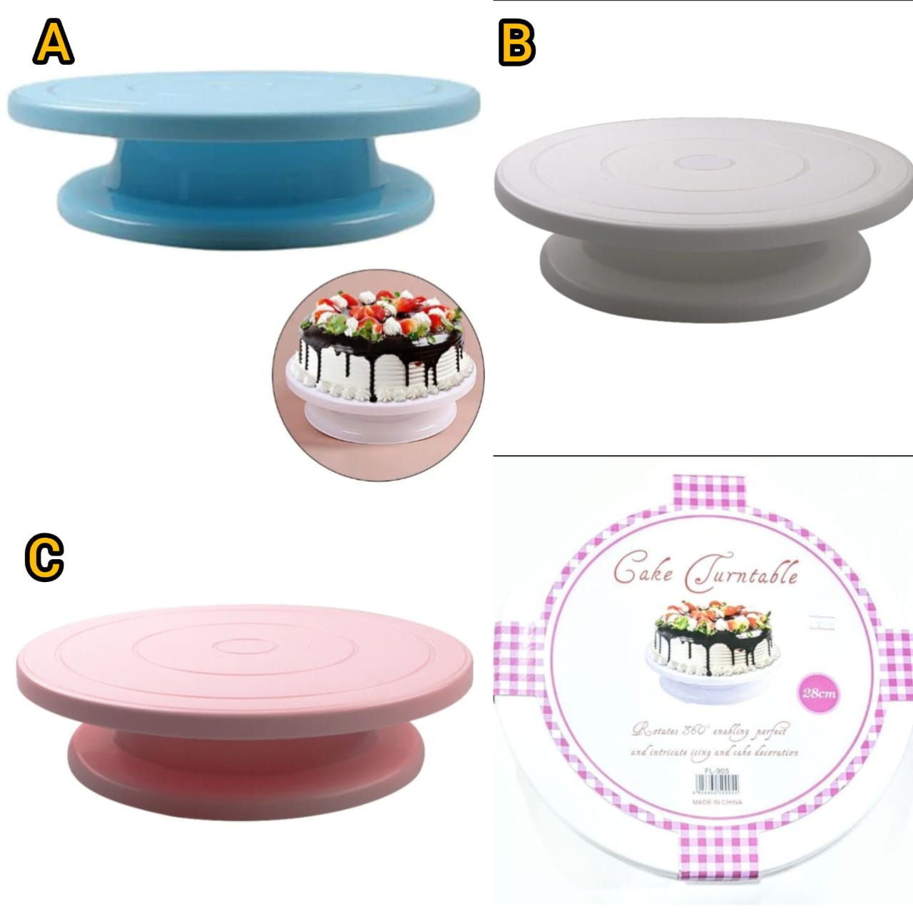 Cake Turntable 360° Rotating Decorating Stand – 28cm & 32cm