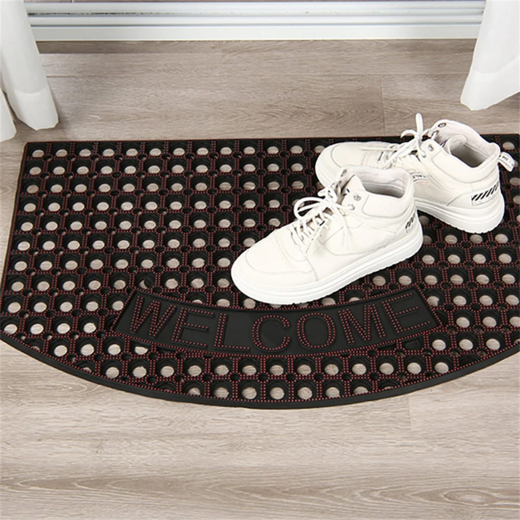 Half-Moon Welcome Rubber Doormat – 50x80cm | Anti-Slip Heavy Duty Entrance Mat