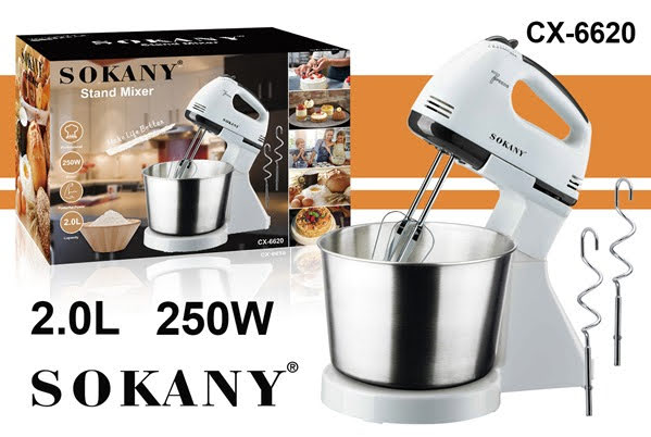 Sokany  Stand Mixer with Bowl – 250W, 2.0L Stainless Steel