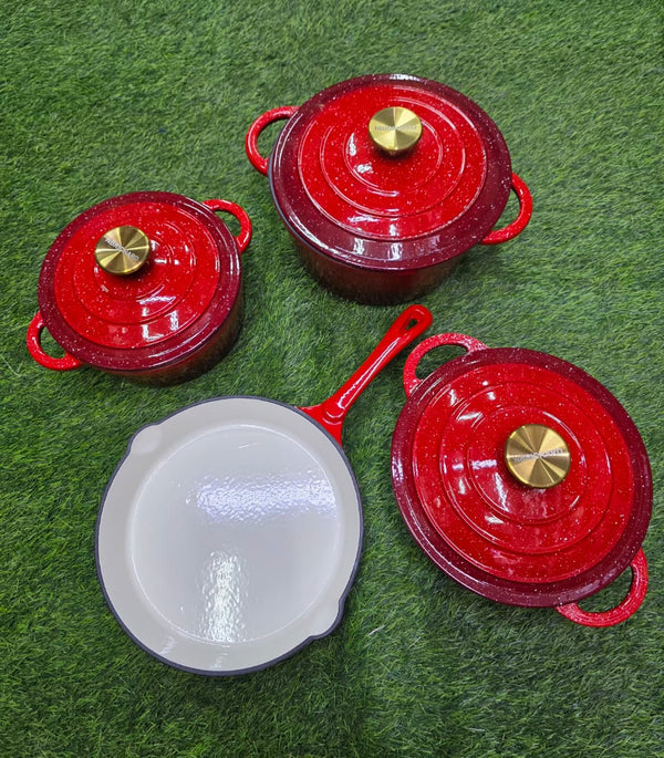 4-in-1 Pre-Seasoned Cast Iron Ribbed Skillet Grill Pans (14/16/20/25cm)