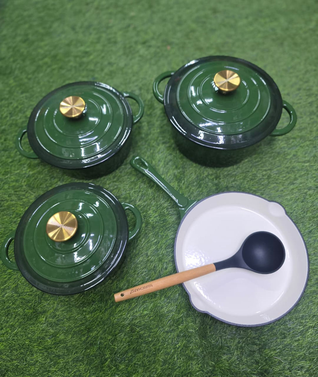 4-in-1 Pre-Seasoned Cast Iron Ribbed Skillet Grill Pans (14/16/20/25cm)