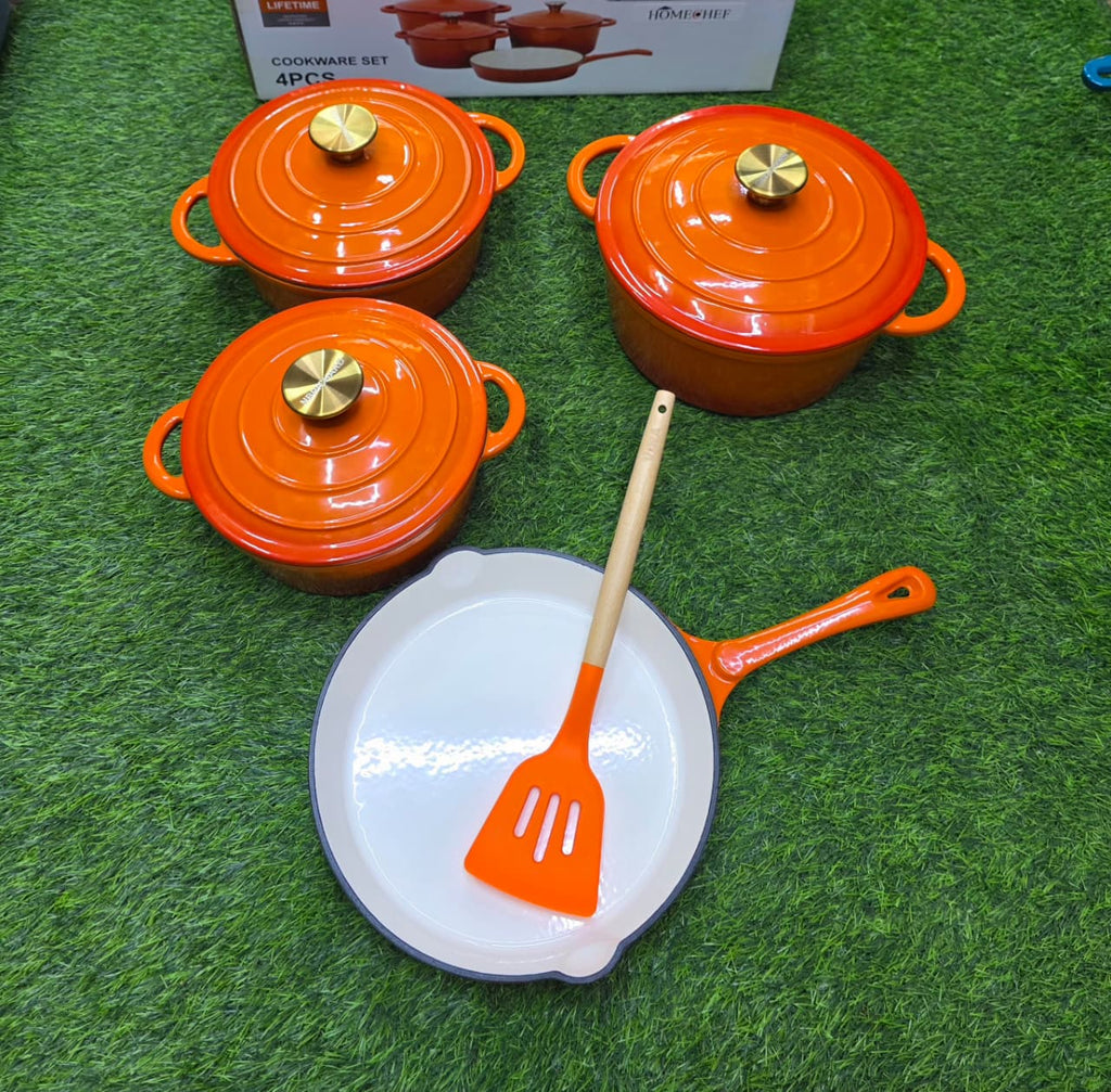 4-in-1 Pre-Seasoned Cast Iron Ribbed Skillet Grill Pans (14/16/20/25cm)