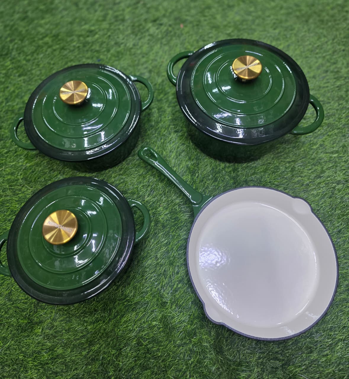 4-in-1 Pre-Seasoned Cast Iron Ribbed Skillet Grill Pans (14/16/20/25cm)