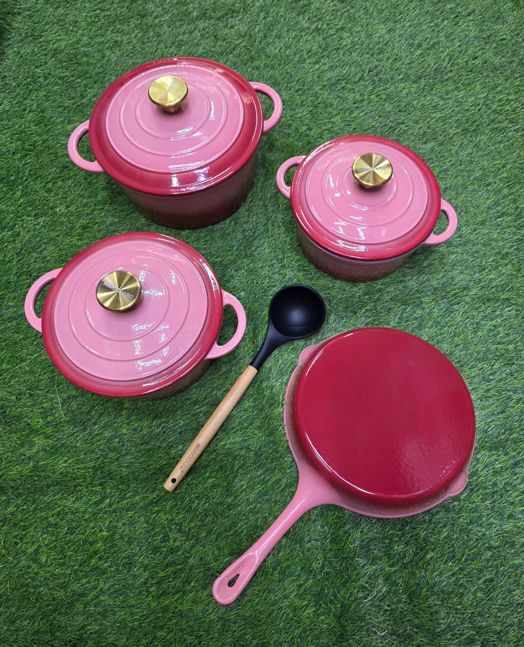 4-in-1 Pre-Seasoned Cast Iron Ribbed Skillet Grill Pans (14/16/20/25cm)