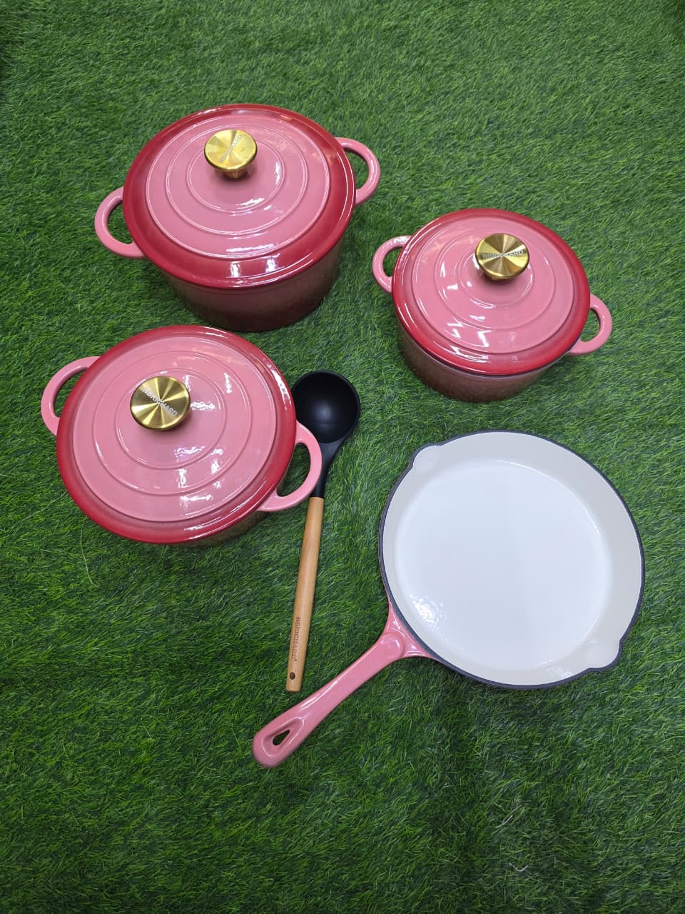 4-in-1 Pre-Seasoned Cast Iron Ribbed Skillet Grill Pans (14/16/20/25cm)