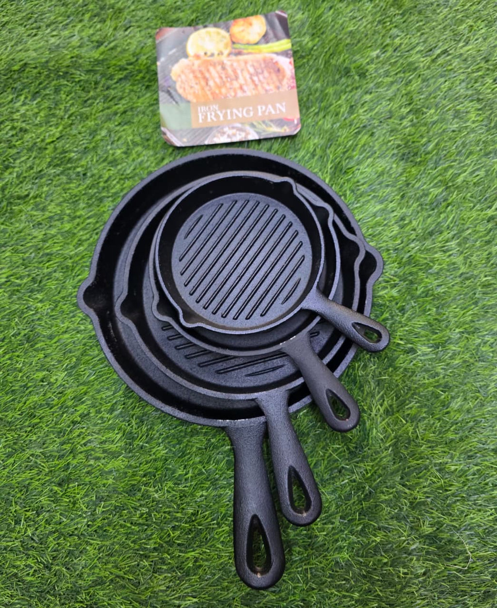 4-in-1 Pre-Seasoned Cast Iron Ribbed Skillet Grill Pans (14/16/20/25cm)