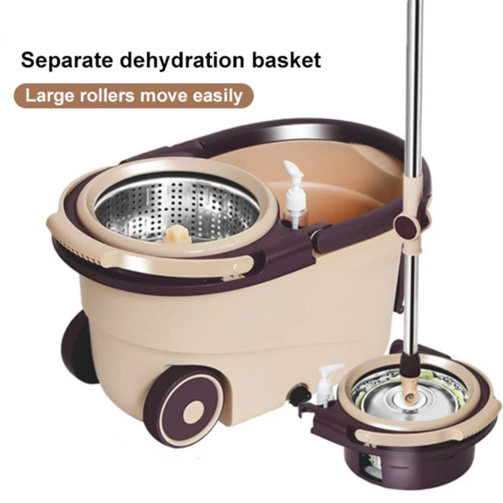 360° Spin Mop with Bucket, Detachable Dehydration Basket & 2 Mop Heads
