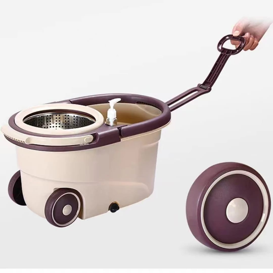 360° Spin Mop with Bucket, Detachable Dehydration Basket & 2 Mop Heads