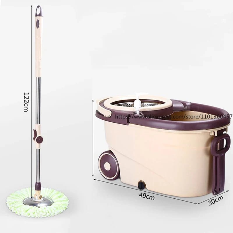 360° Spin Mop with Bucket, Detachable Dehydration Basket & 2 Mop Heads