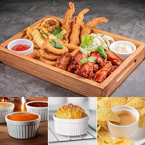 White Ceramic Ramekin Dessert Bowls 3" | Set of 6 | Oven, Microwave & Dishwasher Safe