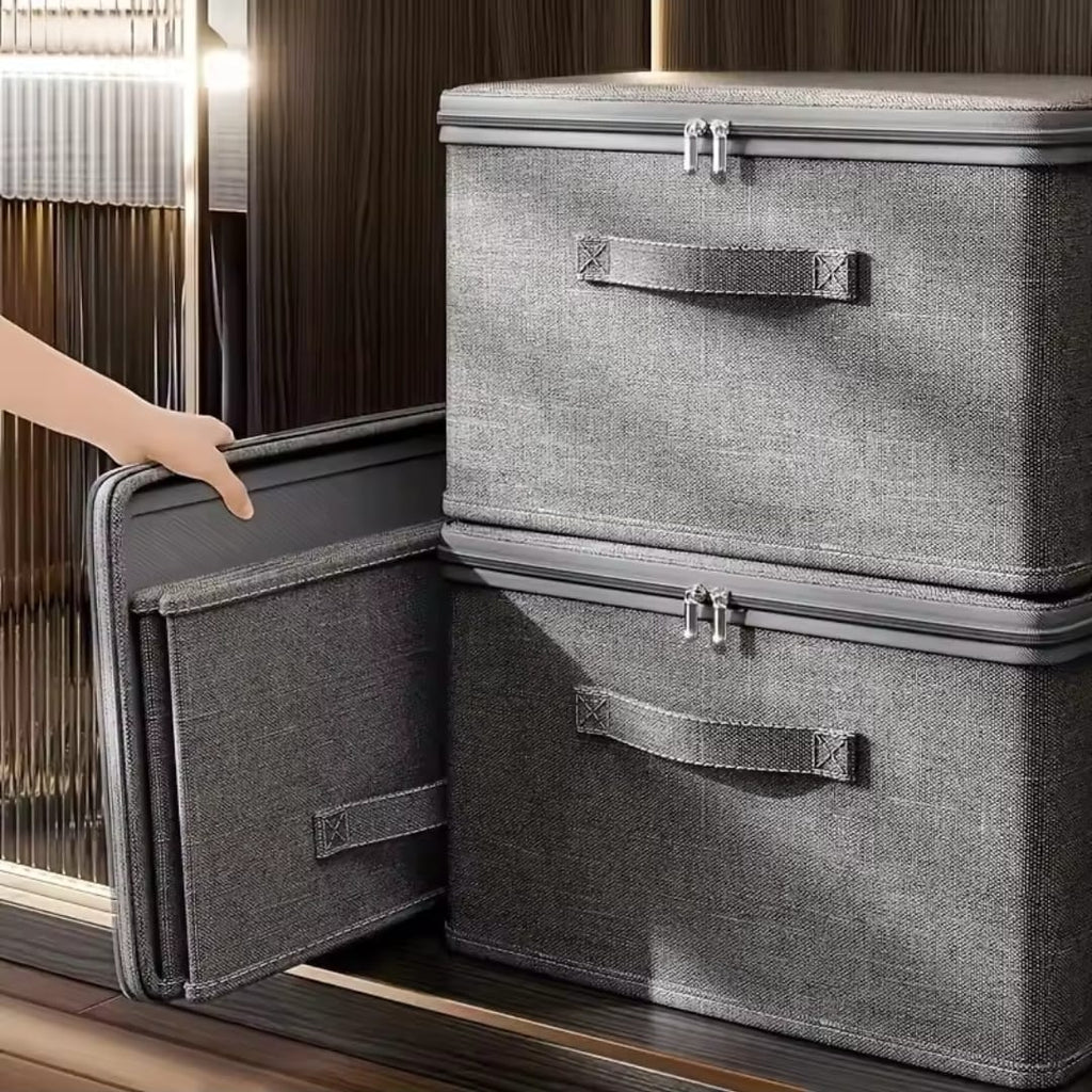 Foldable Oxford Fabric Storage Box with Lid – Waterproof Closet Organiser (49×37×31cm)