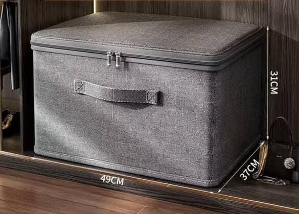 Foldable Oxford Fabric Storage Box with Lid – Waterproof Closet Organiser (49×37×31cm)