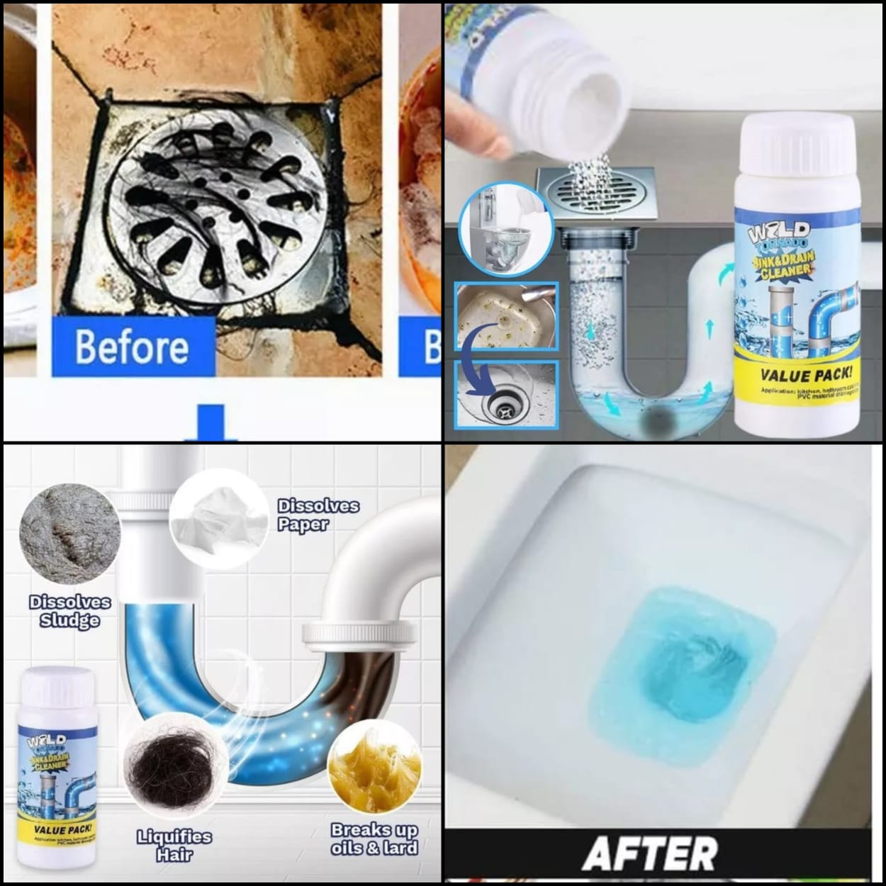 WZLD Sink & Drain Cleaner Unblocker Powder | 110g | Kitchen, Bathroom & Toilet
