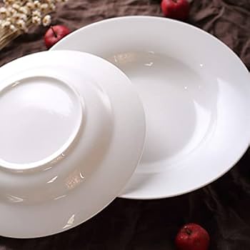 White Ceramic Round Soup Plate 8" | Set of 6 | Breakfast, Cereal & Soup Bowls