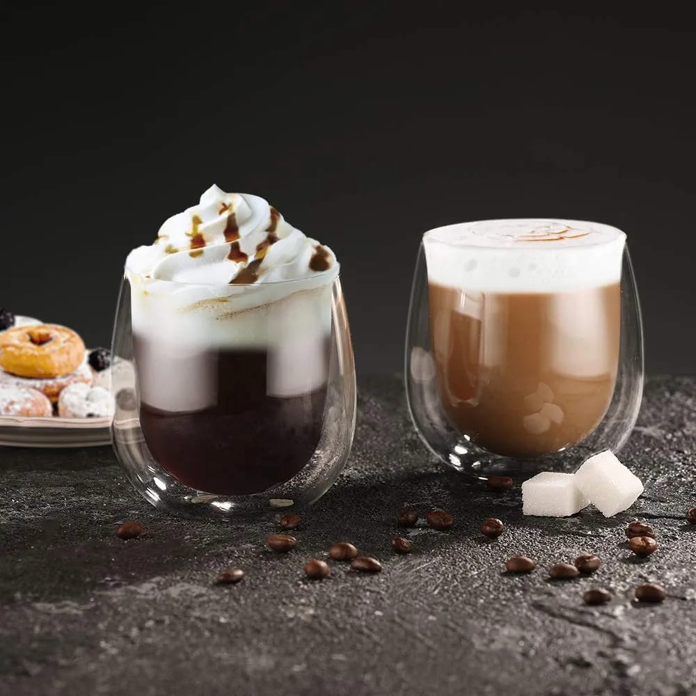 Double Walled Borosilicate Glass 250ml | Heat Insulated | Coffee, Tea & Cold Drinks