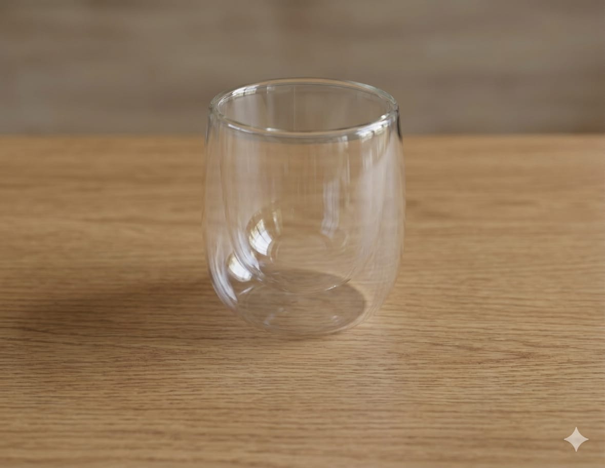 Double Walled Borosilicate Glass 250ml | Heat Insulated | Coffee, Tea & Cold Drinks