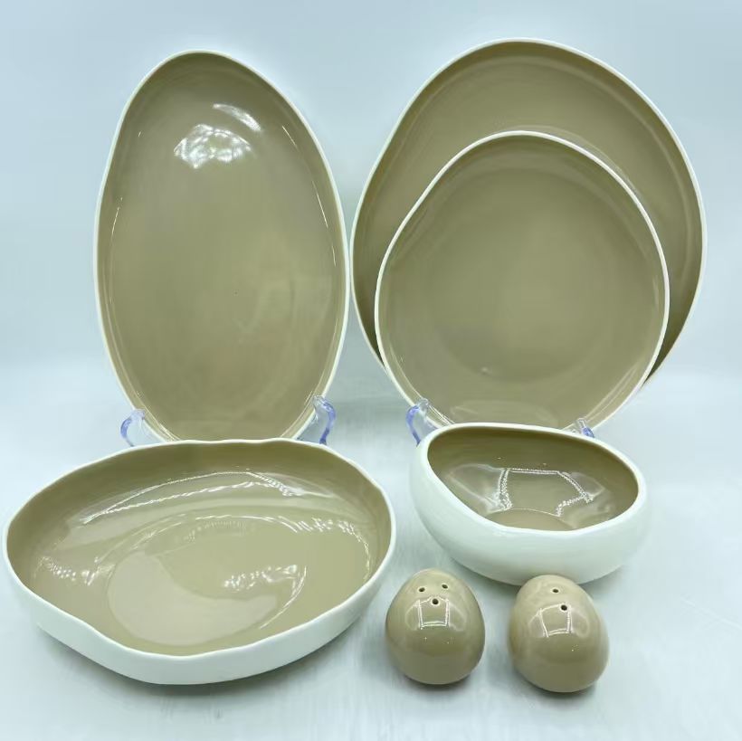 27PCS Elegant European Double Glaze Porcelain Dinner Set