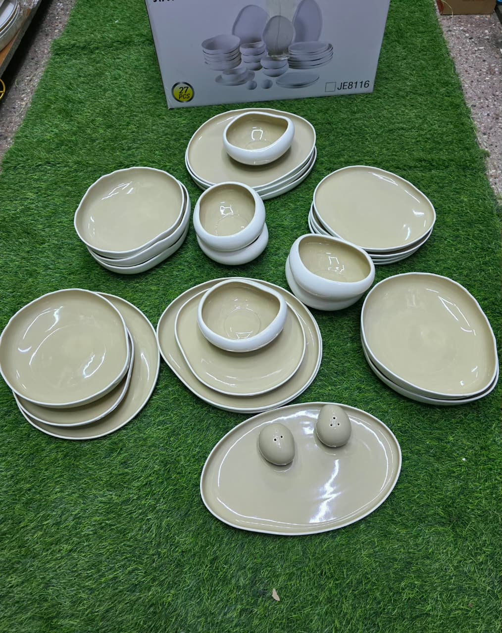 27PCS Elegant European Double Glaze Porcelain Dinner Set