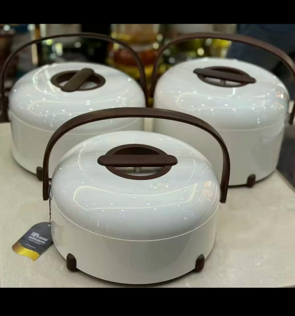 Forever Gold Stackable Tiffin Insulated Food Carrier Casserole | 3L, 4L & 5L | Gold, White & Silver