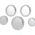 5-in-1 Round Decorative Wall Mirrors Set | White & Silver | Home Décor