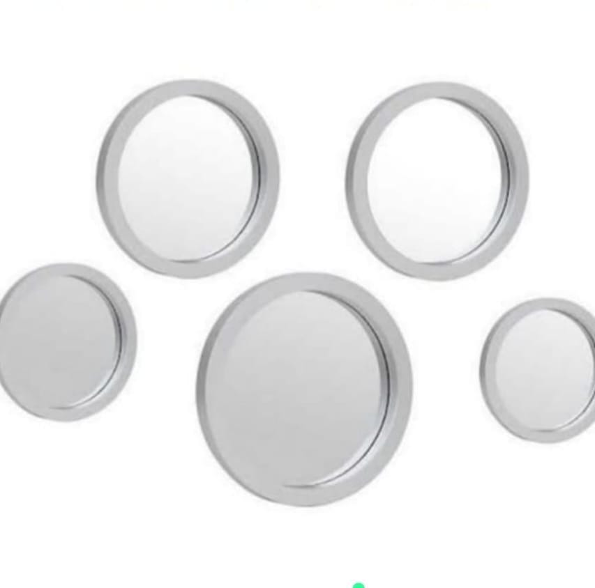 5-in-1 Round Decorative Wall Mirrors Set | White & Silver | Home Décor
