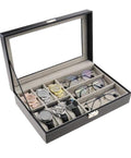 Portable Watch & Glasses Organizer Box | 6 Watches + 3 Glasses | Dust-Free Storage