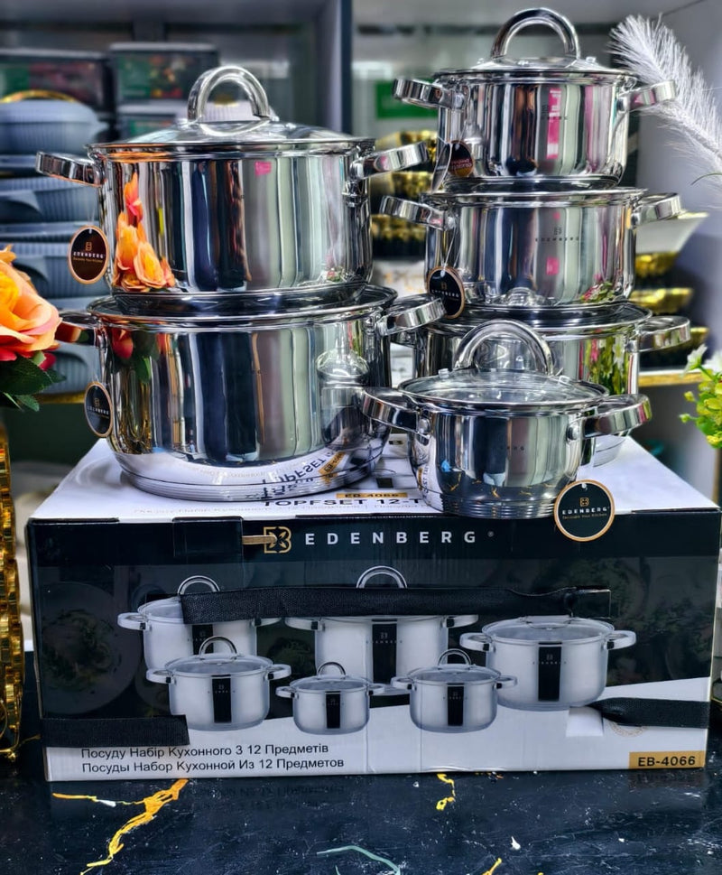 Edenberg 12-Piece Stainless Steel Sufuria Set (EB-4066)