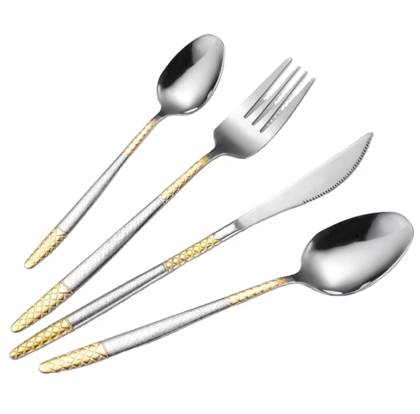Premium Luxury Silver & Gold Stainless Steel Cutlery Set