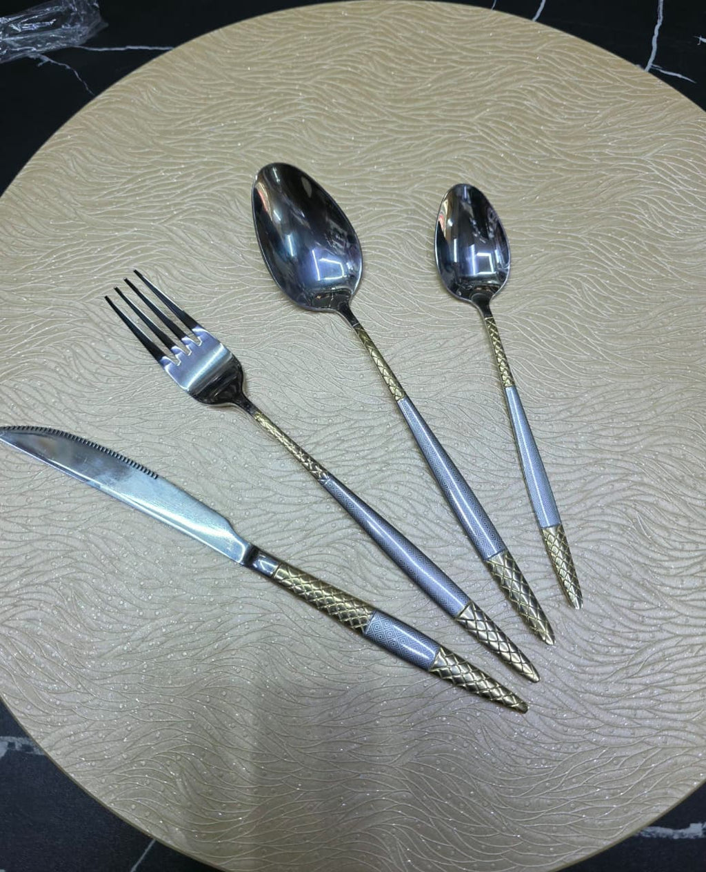 Premium Luxury Silver & Gold Stainless Steel Cutlery Set