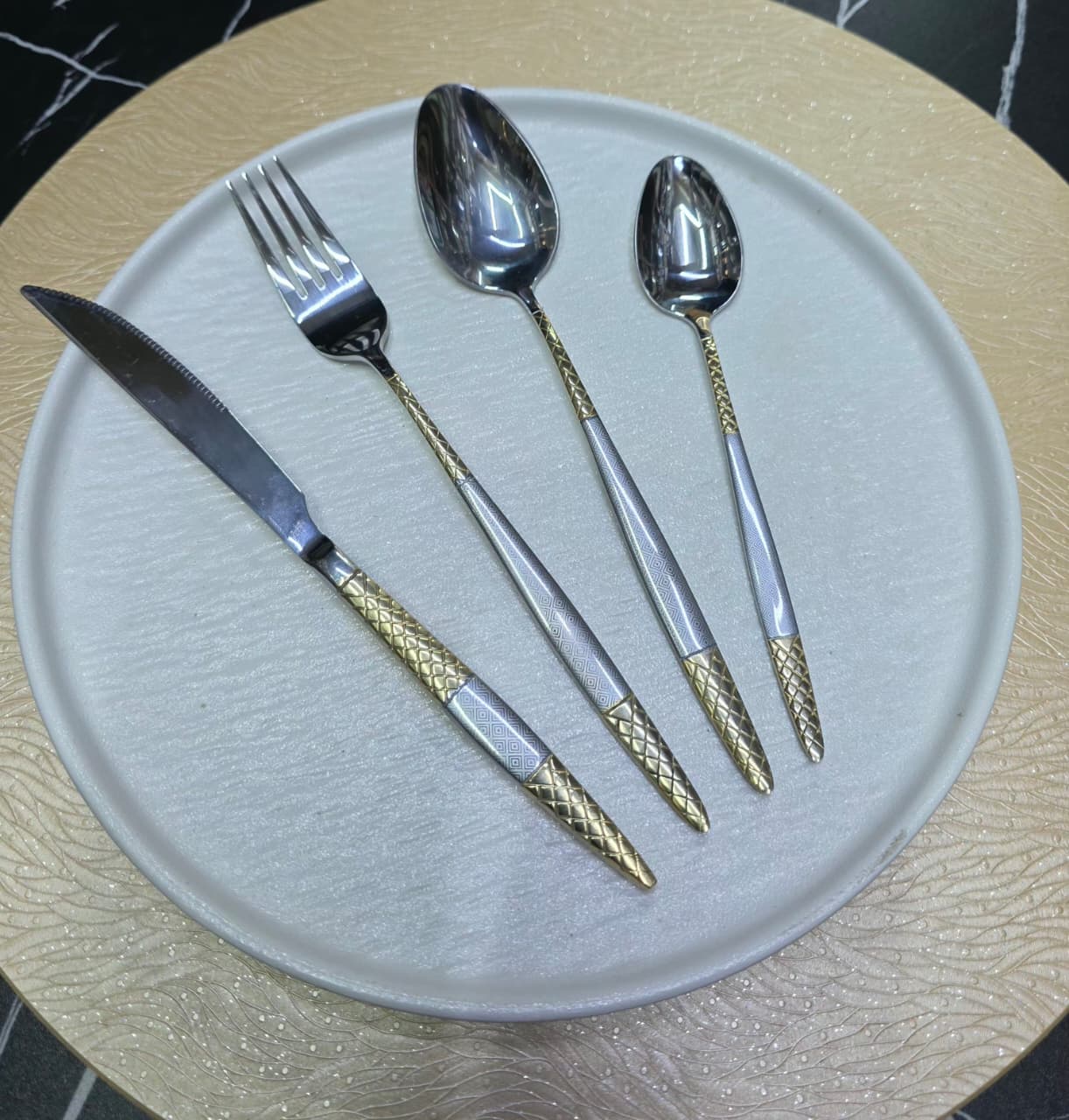 Premium Luxury Silver & Gold Stainless Steel Cutlery Set