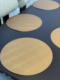 Modern Round Gold Faux Leather PVC Placemats – Set of 6