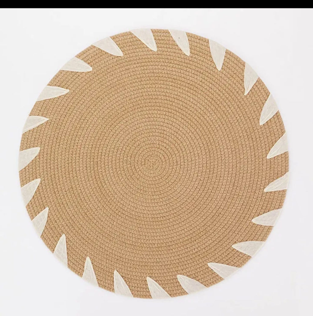 Round Boho Braided Placemats with Triangle Pattern – Set of 6