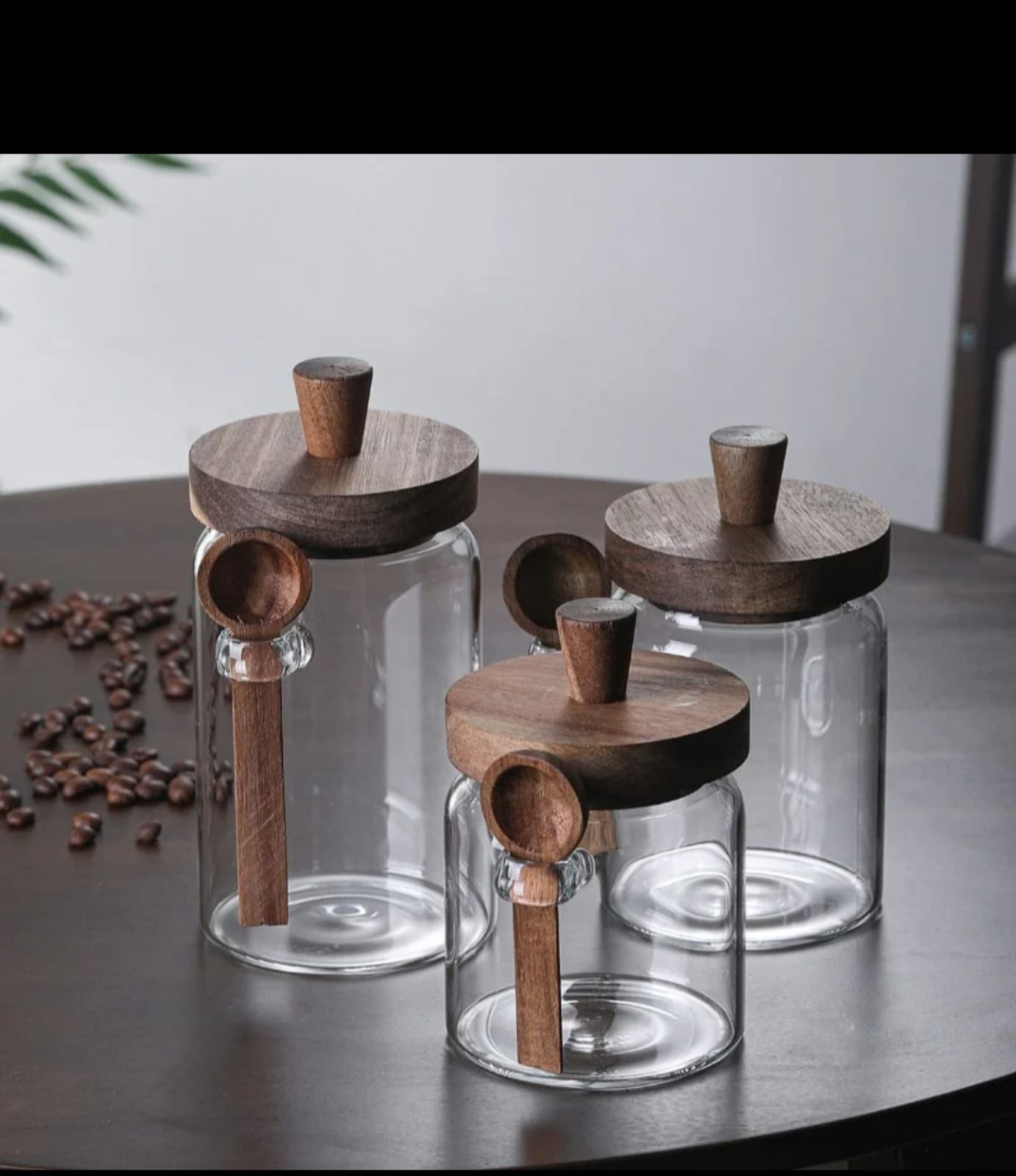Multi-Purpose Glass Storage Jars with Acacia Wood Lid & Spoon