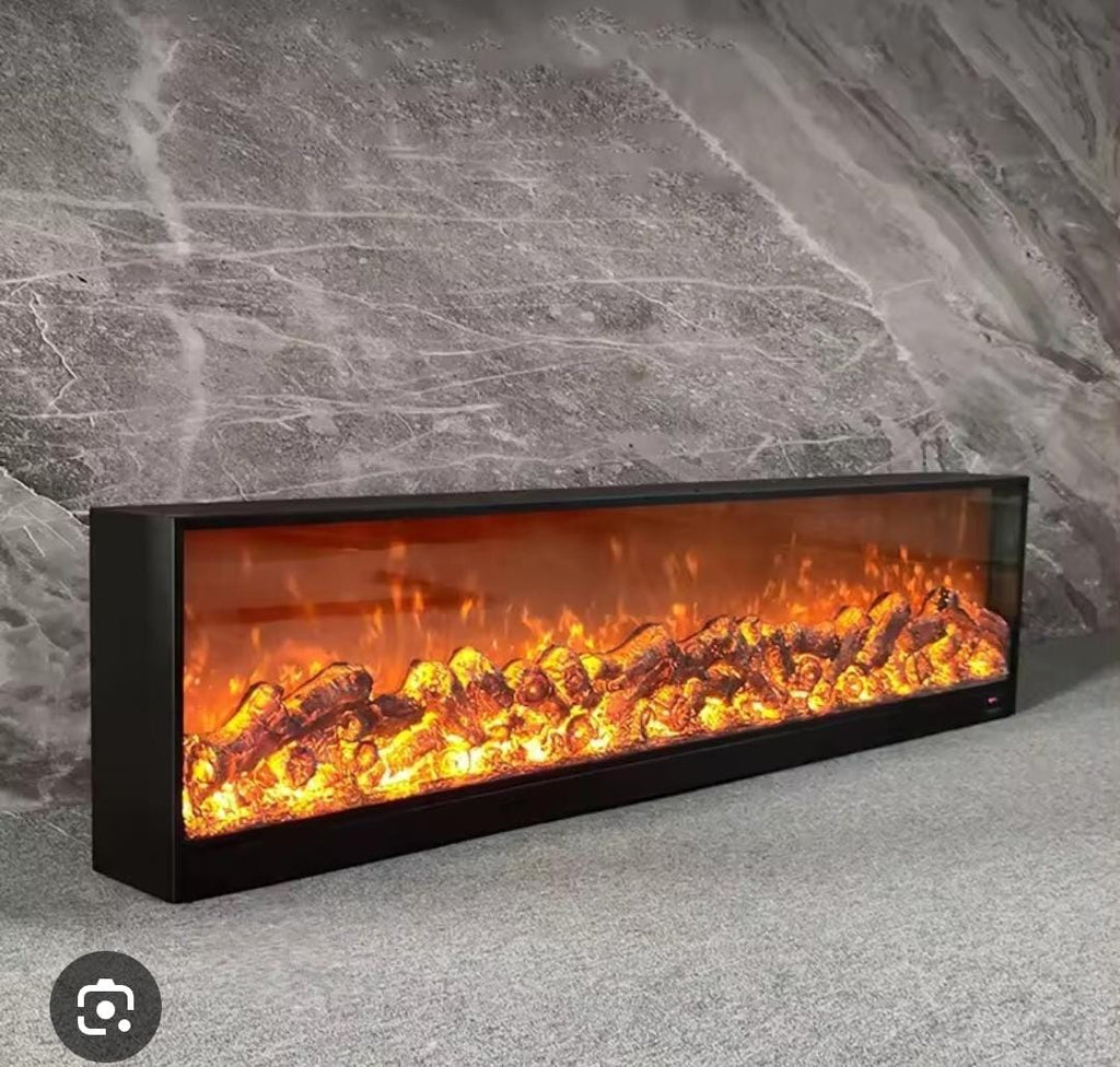 100cm LED Fireplace Display – Black