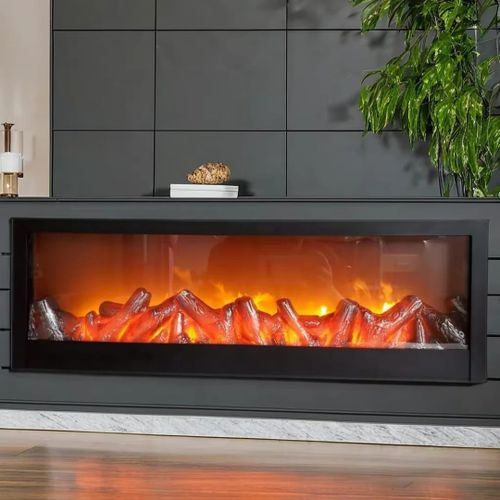 100cm LED Fireplace Display – Black