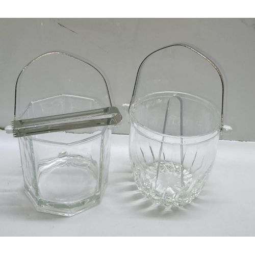 1L Heavy Glass Ice Bucket with Metal Handle