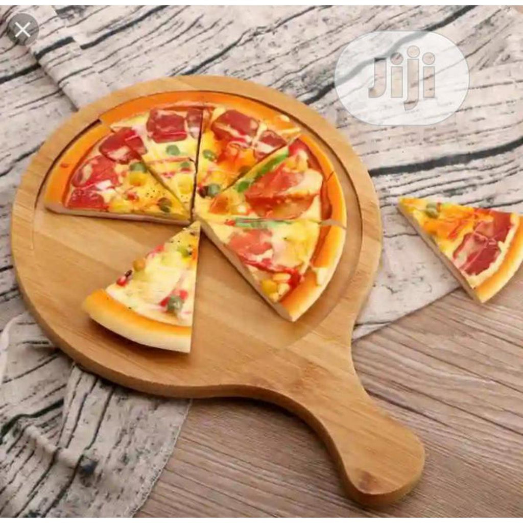 Bamboo Pizza Board Plate with Handle