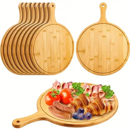 Bamboo Pizza Board Plate with Handle