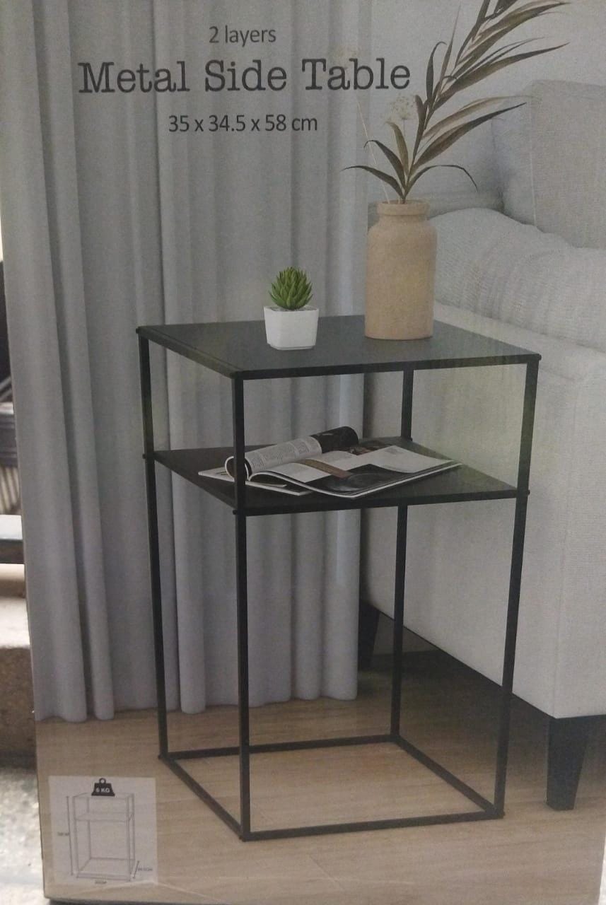 2-Layer Metallic Side Table | Bedside & Desk Side Table