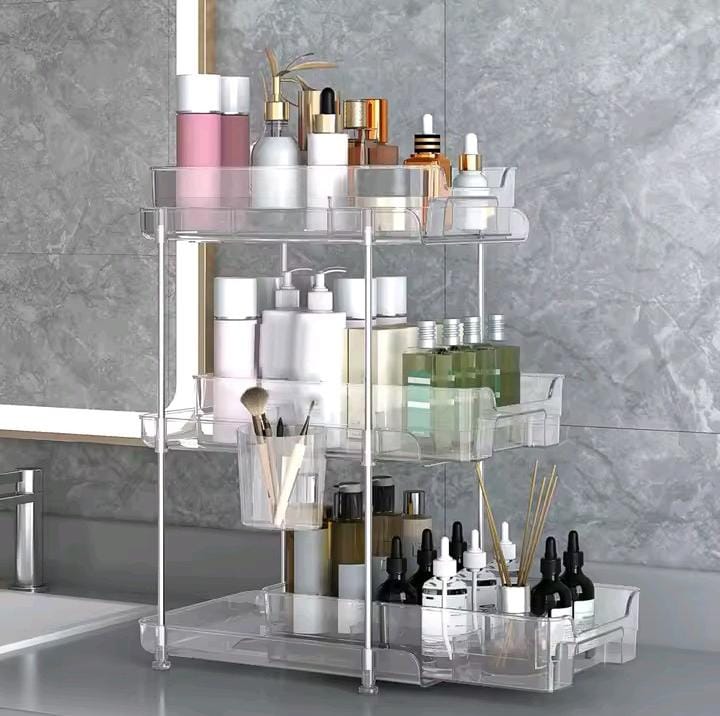 3-Layer Multifunctional Storage Rack with Clear Acrylic Trays