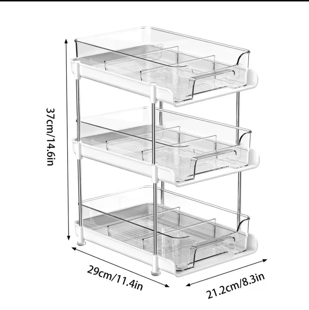 3-Layer Multifunctional Storage Rack with Clear Acrylic Trays